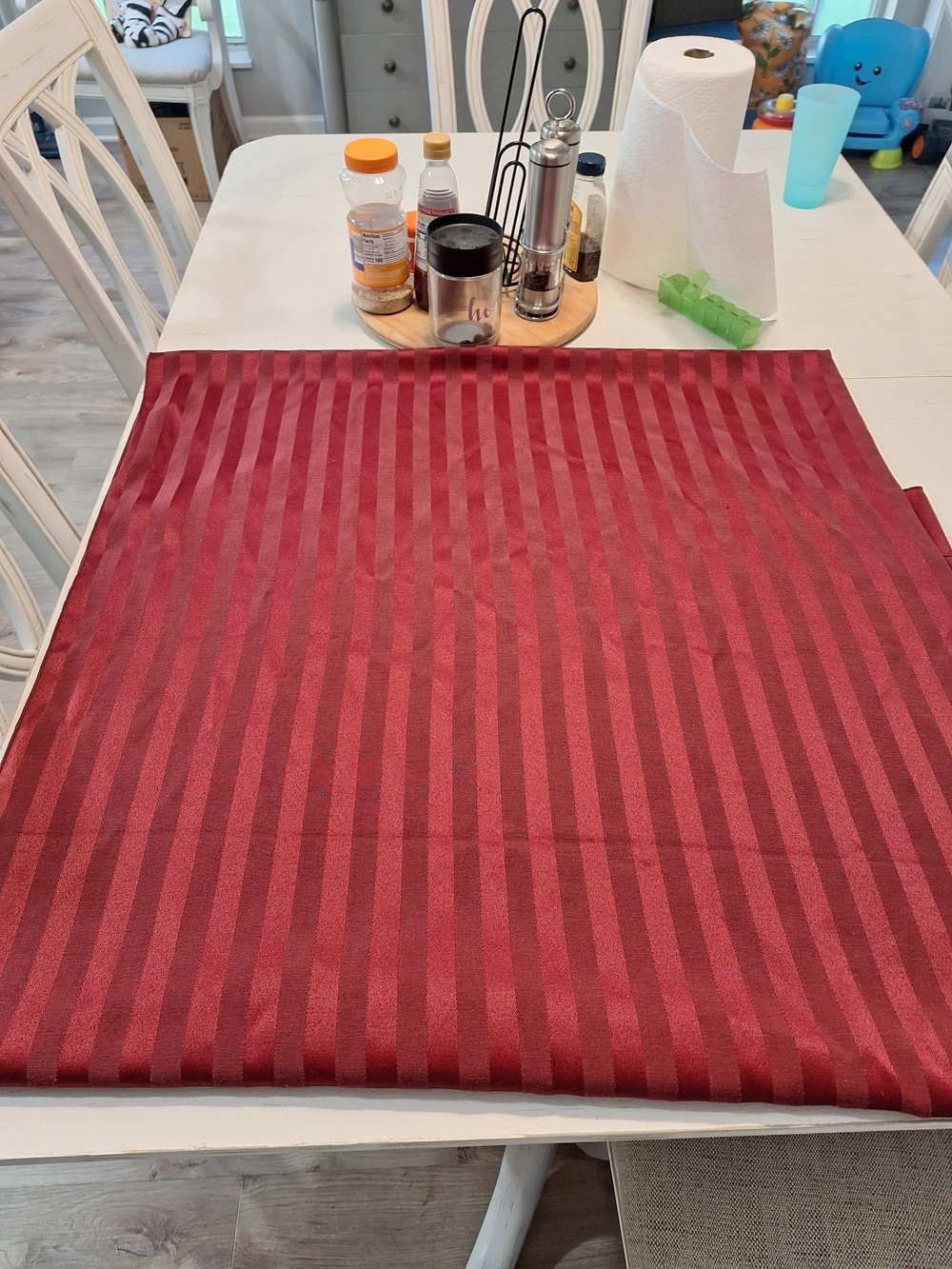 Striped Red Tablecloth - Home Dining
